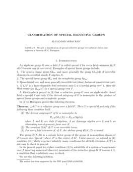 Classification of Special Reductive Groups 11