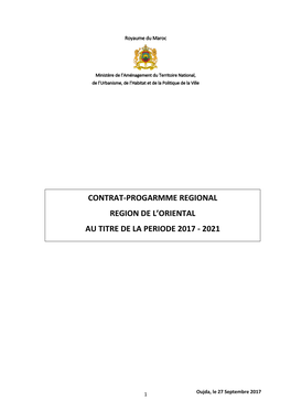 Contrat-Progarmme Regional Region De L'oriental Au