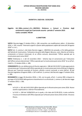 Ufficio Speciale Ricostruzione Post Sisma 2016 Regione Abruzzo (D.L