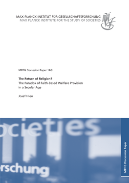 The Return of Religion? the Paradox of Faith-Based Welfare Provision in a Secular Age