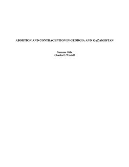 Abortion and Contraception in Georgia and Kazakhstan