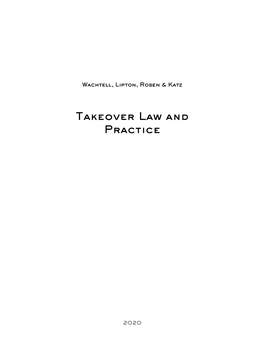 Takeover Law and Practice Guide 2020