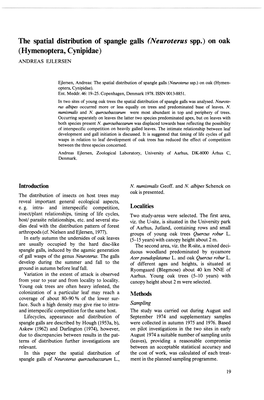 The Spatial Distribution of Spangle Galls (Neuroterus Spp.) on Oak (Hymenoptera, Cynipidae) ANDREAS EJLERSEN