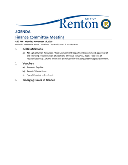 AGENDA Finance Committee Meeting