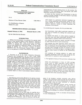 Federal Communications Commission Record 11 FCC Rcd No