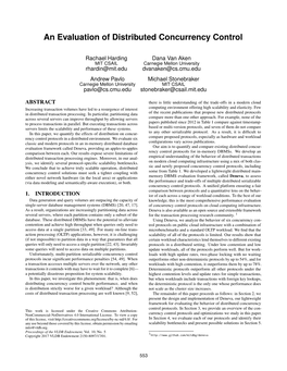 An Evaluation of Distributed Concurrency Control