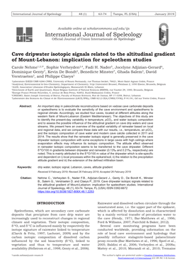 Cave Dripwater Isotopic Signals Related