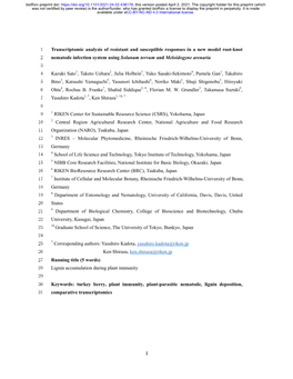 Transcriptomic Analysis of Resistant and Susceptible Responses in a New