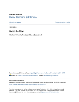Digital Commons @ Otterbein Speed-The-Plow