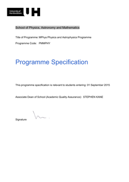 Programme Specification