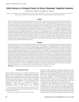 Cattle Grazing As a Biological Control for Broom Snakeweed: Vegetation Response Michael H