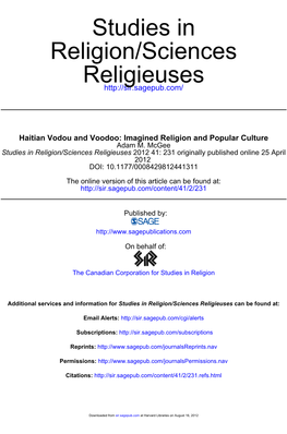 Haitian Vodou and Voodoo: Imagined Religion and Popular Culture Adam M