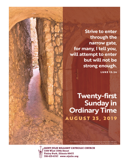 August 25, 2019 - Twenty-First Sunday in Ordinary Time | 3