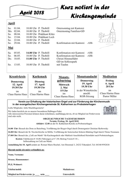 Kurz Notiert in Der Notiert in Der Notiert in Der Kirchengemeinde Kirchengemeinde