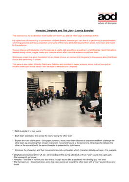 Heracles, Omphale and the Lion - Chorus Exercise