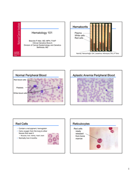Hematology 101 Hematocrits Normal Peripheral Blood Aplastic Anemia