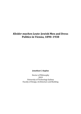 Jewish Men and Dress Politics in Vienna, 1890–1938