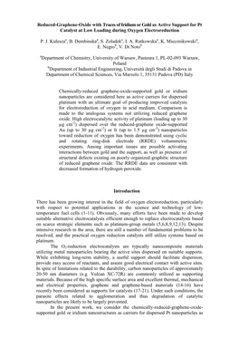 Reduced-Graphene-Oxide with Traces of Iridium Or Gold As Active Support for Pt Catalyst at Low Loading During Oxygen Electroreduction