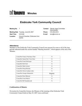 Minutes Etobicoke York Community Council