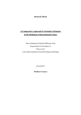 Doctoral Thesis a Comparative Approach to Normative Elements In