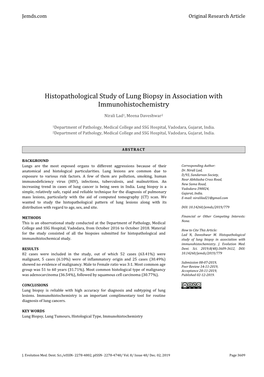 Histopathological Study of Lung Biopsy in Association with Immunohistochemistry