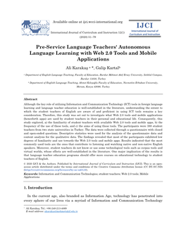 Pre-Service Language Teachers' Autonomous Language Learning with Web 2.0 Tools and Mobile Applications