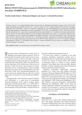 BIOACTIVITY of Lantana Camara L.ESSENTIAL