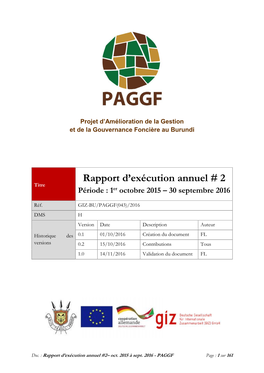 Rapport D'exécution Annuel