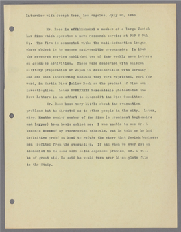 Interview with Joseph Roos, Los Angeles, July 20, 194J Mr. Roos Is