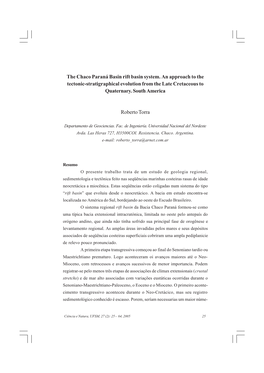 The Chaco Paraná Basin Rift Basin System. an Approach to the Tectonic-Stratigraphical Evolution from the Late Cretaceous to Quaternary