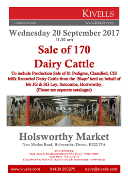 Sale of 170 Dairy Cattle