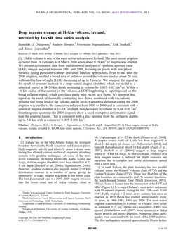 Deep Magma Storage at Hekla Volcano, Iceland, Revealed by Insar Time Series Analysis Benedikt G