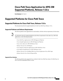 Cisco Path Trace Application for APIC-EM Supported Platforms, Release 1.5.0.X