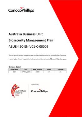 Biosecurity Management Plan ABUE-450-EN-V01-C-00009