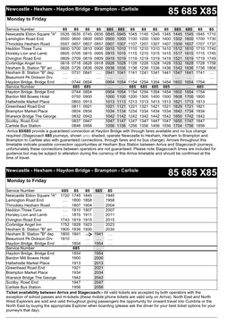 85 685 X85 Monday to Friday