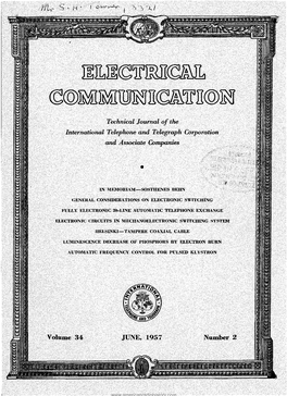 J]!J1�©1Ffilit�J1 �@�OO�IT�'Frit@� Technical Journal of the International Telephone Arul Telegraph Corporation and Associate Companies