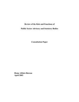 Review of the Role and Functions of Public Sector Advisory and Statutory Bodies