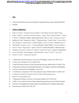 RNA-Seq Consensus Pipeline: Standardized Processing of Short-Read RNA- 3 Seq Data