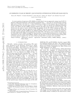 Arxiv:1008.2754V2 [Astro-Ph.HE] 25 Jan 2011 H Yei N20b.Te Hwdisrs Ie( Time Rise Its Showed 2010A; Studied They (2010) Al