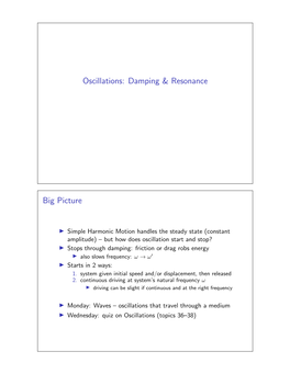 Oscillations: Damping & Resonance Big Picture