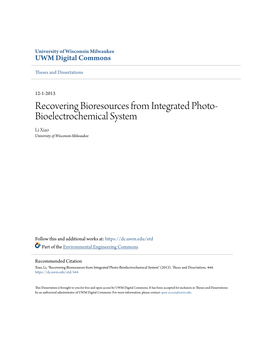 Recovering Bioresources from Integrated Photo-Bioelectrochemical System