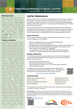 International Workshop on Opencl and SYCL Call for Submissions