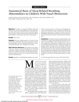 Anatomical Basis of Sleep-Related Breathing Abnormalities in Children with Nasal Obstruction