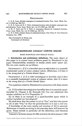 Quasi-Barrelled Locally Convex Spaces 811