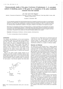 Chemosystematic Studies of the Genus Combretum (Combretaceae). I. A