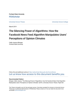 The Silencing Power of Algorithms: How the Facebook News Feed Algorithm Manipulates Users’ Perceptions of Opinion Climates