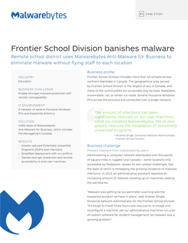 Frontier School Division Banishes Malware