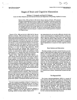 Stages of Brain and Cognitive Maturation