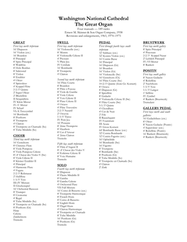 Specifications for the Great Organ