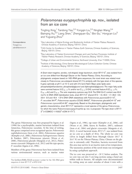 Polaromonas Eurypsychrophila Sp. Nov., Isolated from an Ice Core